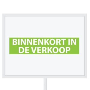 Reclameborden Totaal makelaarsstickers stickers voor makelaars Binnenkort in de verkoop wit groen