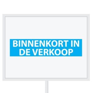 Reclameborden Totaal makelaarsstickers stickers voor makelaars Binnenkort in de verkoop wit lichtblauw