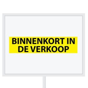 Reclameborden Totaal makelaarsstickers stickers voor makelaars Binnenkort in de verkoop zwart geel
